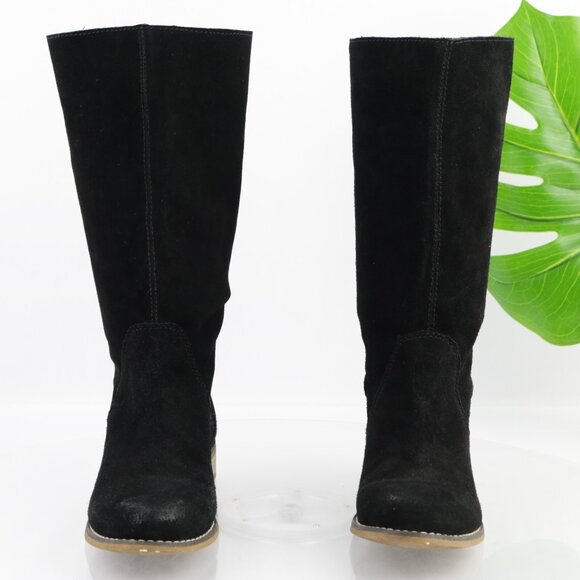 Kelsi Dagger Womens Tassie Boots Size 7.5 Black Suede Slouch Pull On Moto Buckle - Picture 3 of 16
